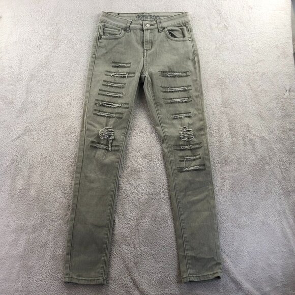 Bamboo Womens Jeans Size 3/4 Distressed Skinny Ankle Casual Classic Green Denim - Picture 14 of 15